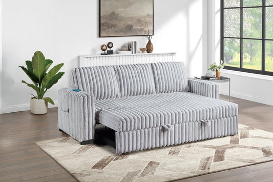 Corduroy Fabric Convertible Sleeper Sofa with Pull-Out Bed