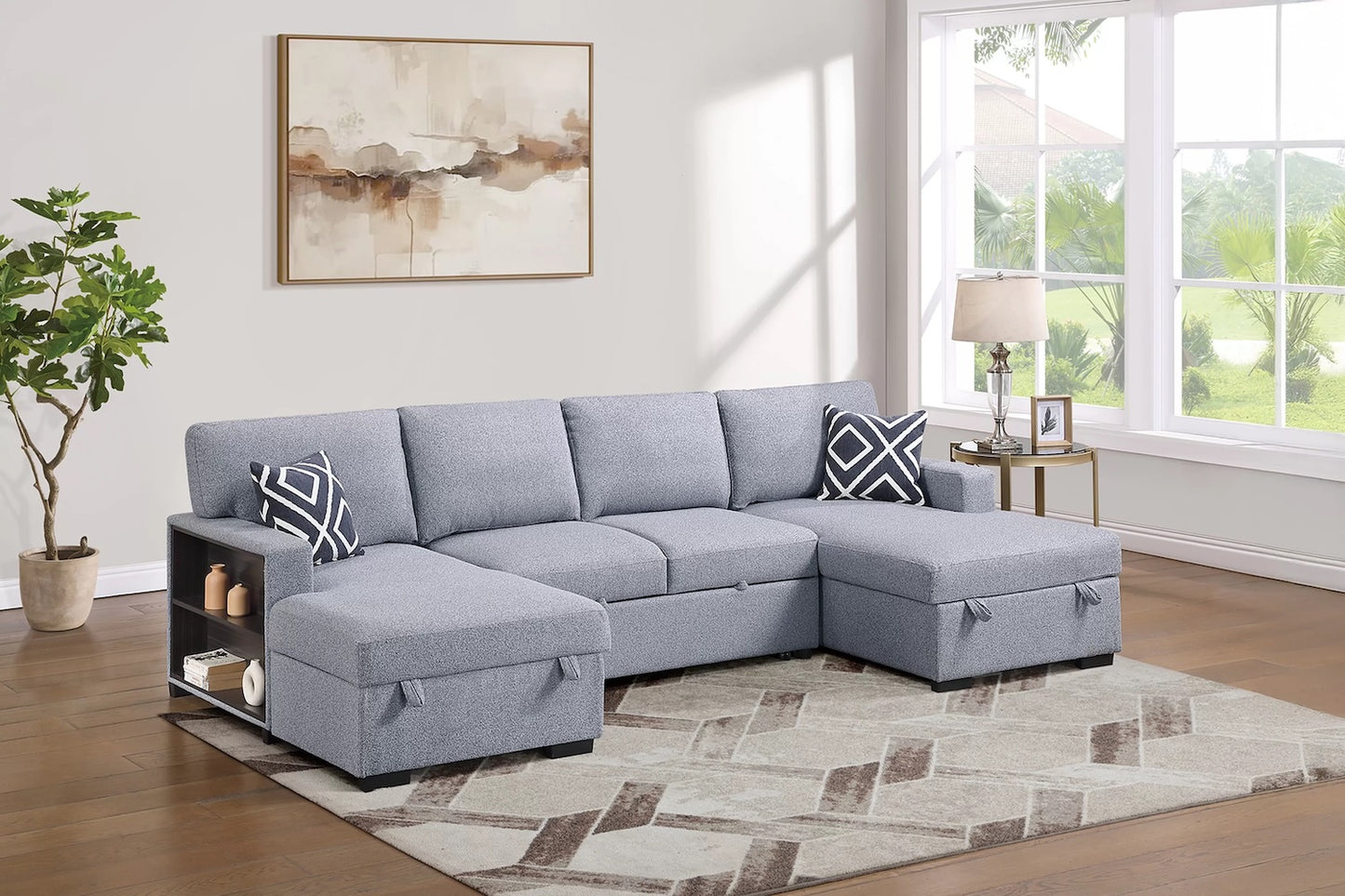 3-Piece Boucle Fabric Convertible Sectional and Storage Chaise Set (ETA: 8/3 )