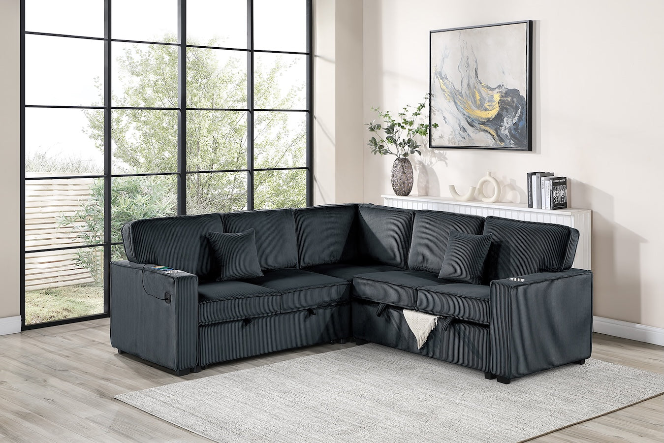 3-Piece Convertible Sectional Sofa Set