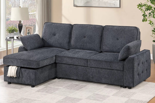 2-Piece Chenille Fabric Convertible Sectional Sofa