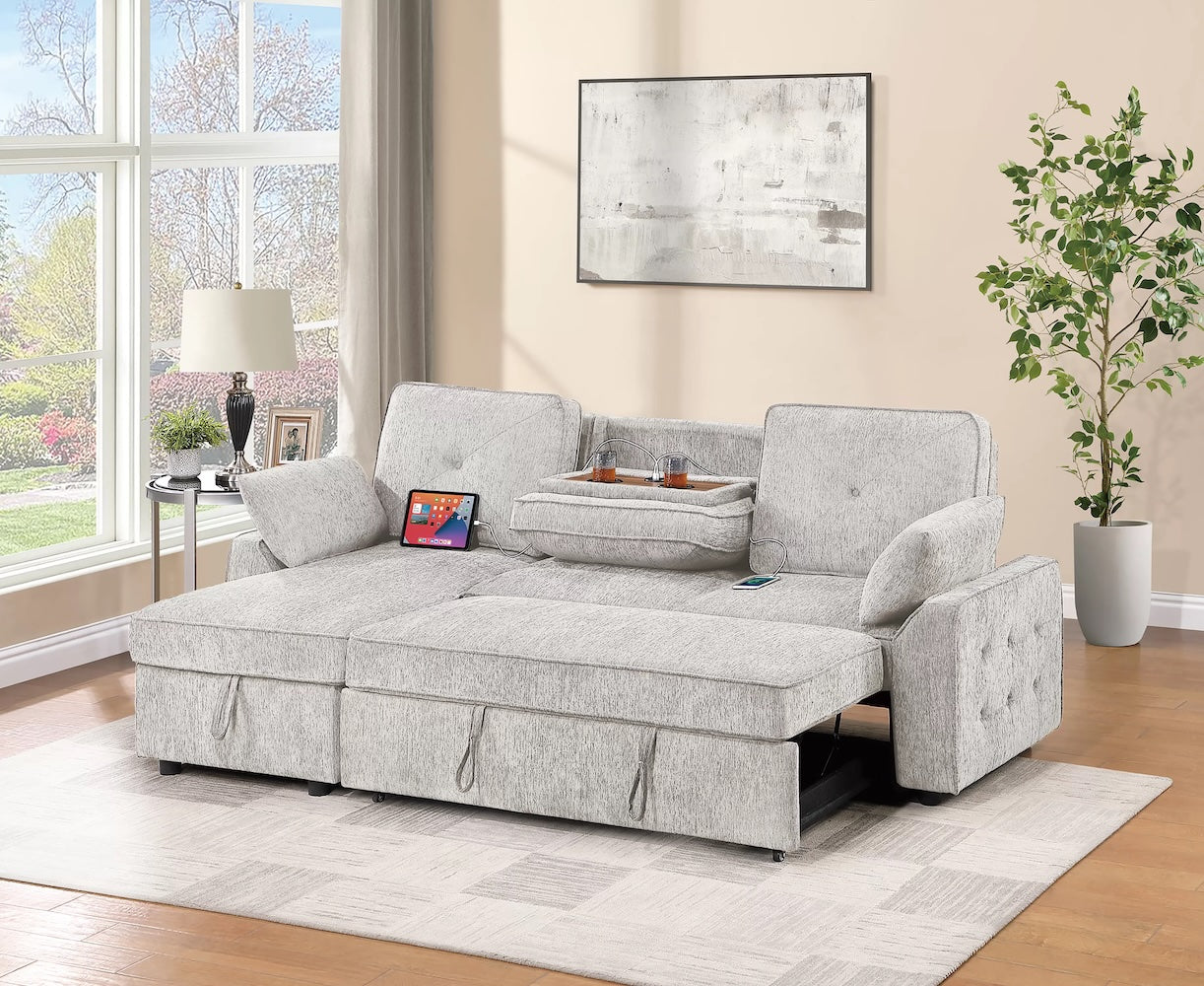 2-Piece Chenille Fabric Convertible Sectional Sofa