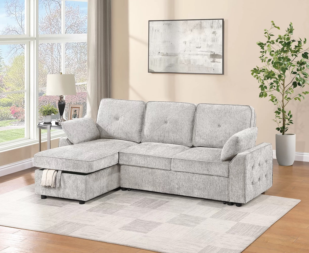 2-Piece Chenille Fabric Convertible Sectional Sofa