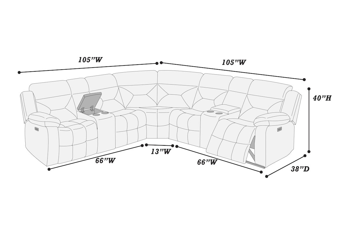 Manual Motion Reclining Sectional Sofa Set