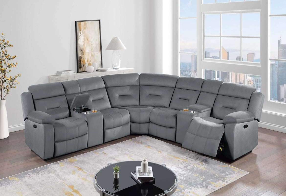 Manual Motion Reclining Sectional Sofa Set