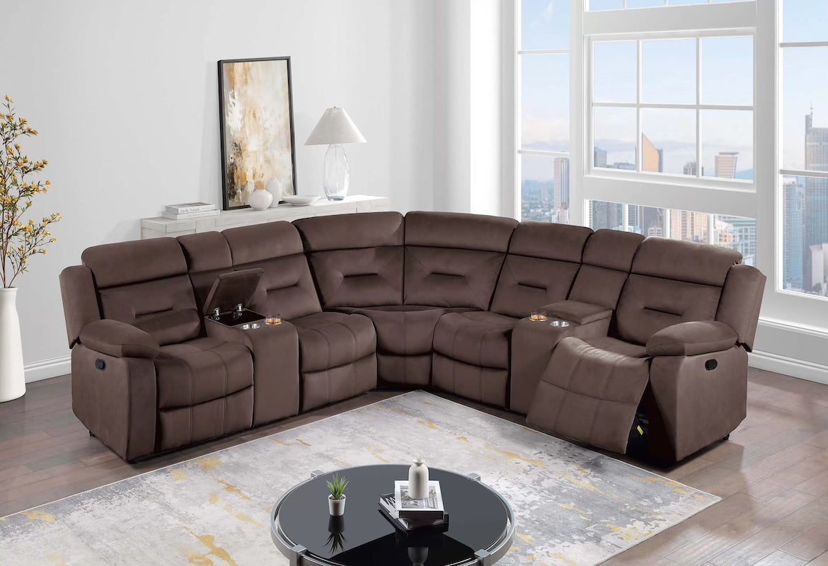 Manual Motion Reclining Sectional Sofa Set