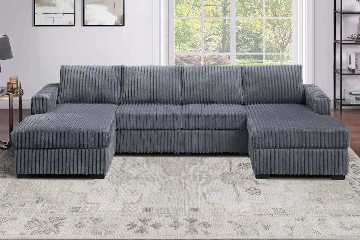 3-PC Corduroy Sectional Sofa