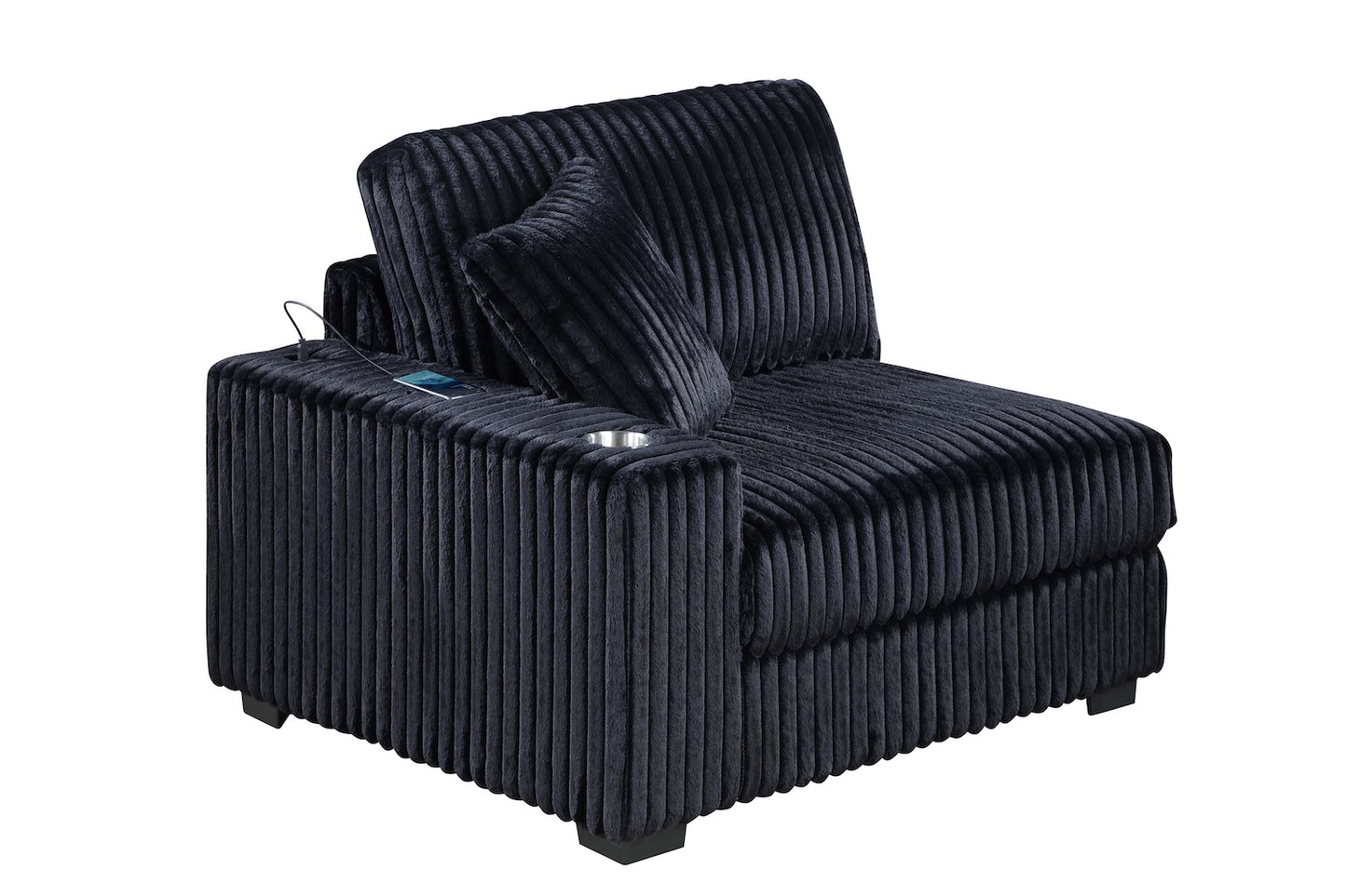 6 Piece Set Black Corduroy Modular Sectional Sofa