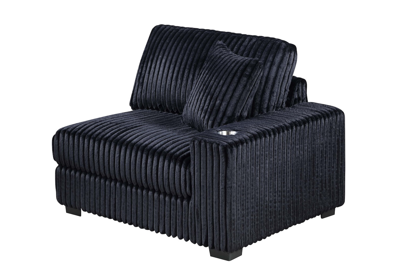 6 Piece Set Black Corduroy Modular Sectional Sofa