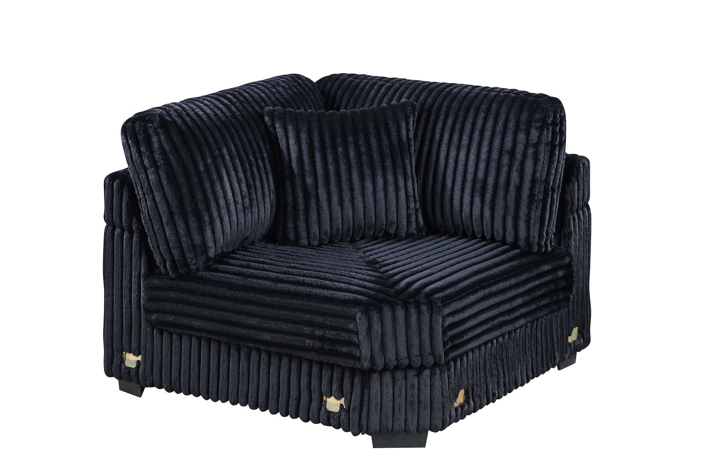6 Piece Set Black Corduroy Modular Sectional Sofa