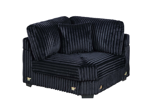 Black Corduroy Corner Modular Chair Belle