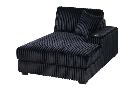 Black Corduroy RAF Modular Chaise Belle