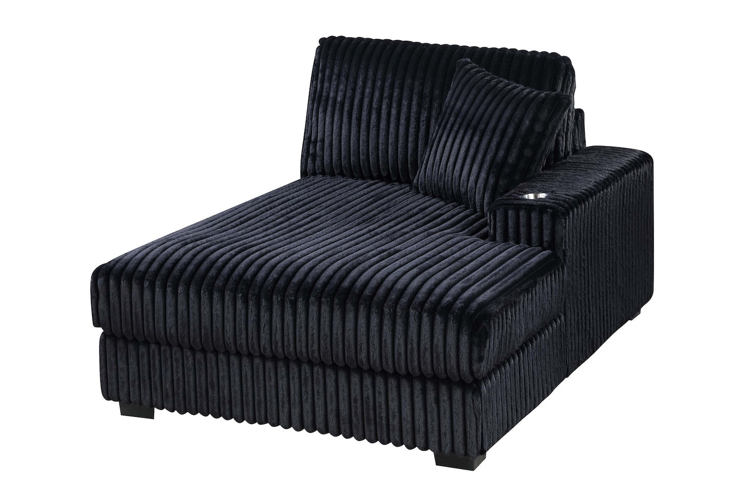 6 Piece Set Black Corduroy Modular Sectional Sofa