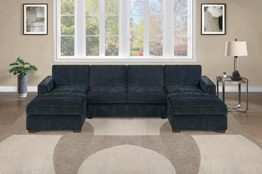 3 Piece U Shape Chenille Fabric Sectional Sofa and Chaise Set (ETA: 7/30)