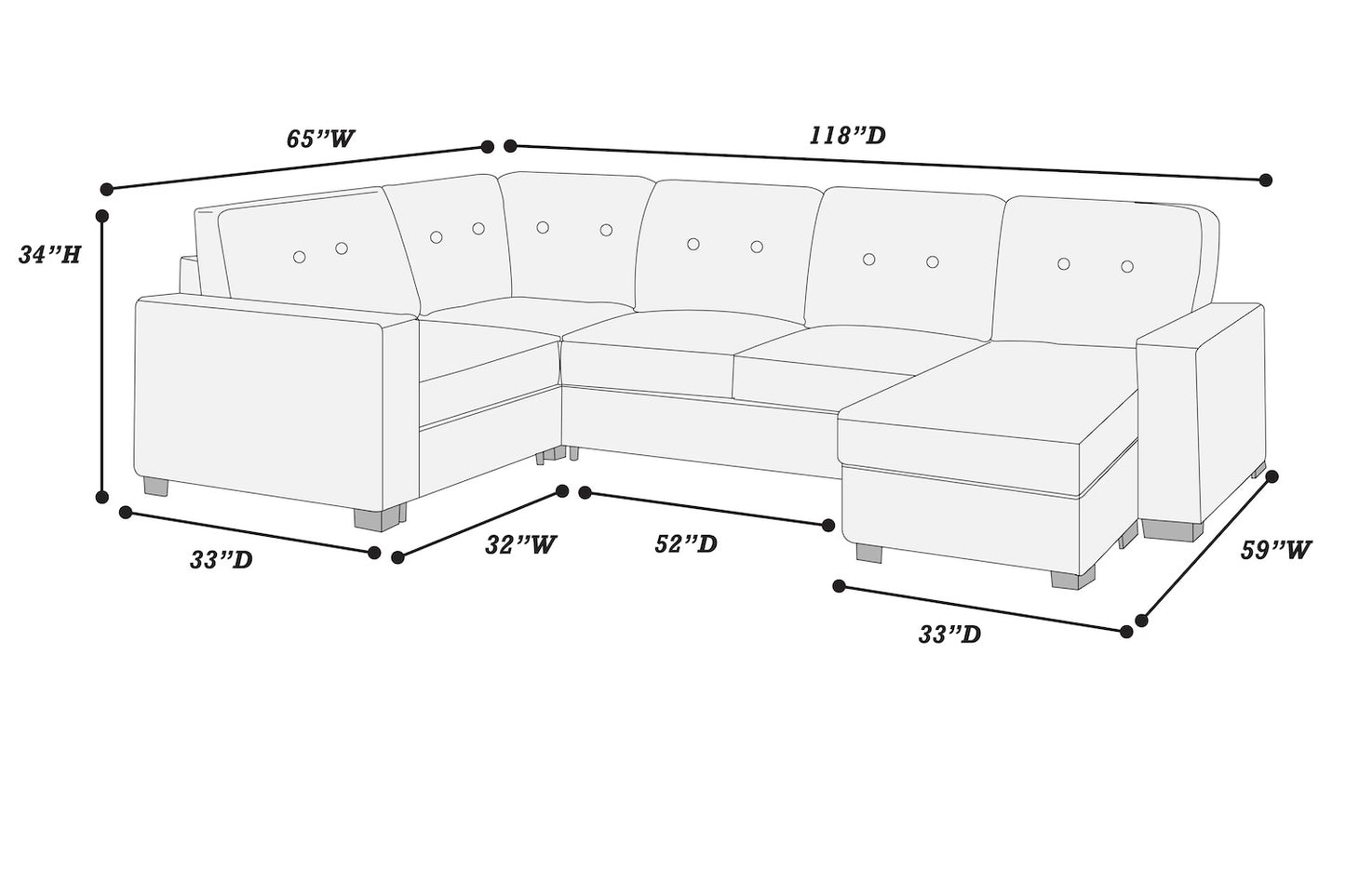 3 Piece Waffle Suede Fabric Sectional Sofa and Chaise Set (ETA: 7/30)