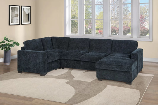 3 Piece Chenille Fabric Sectional Sofa and Chaise Set (ETA: 7/30)