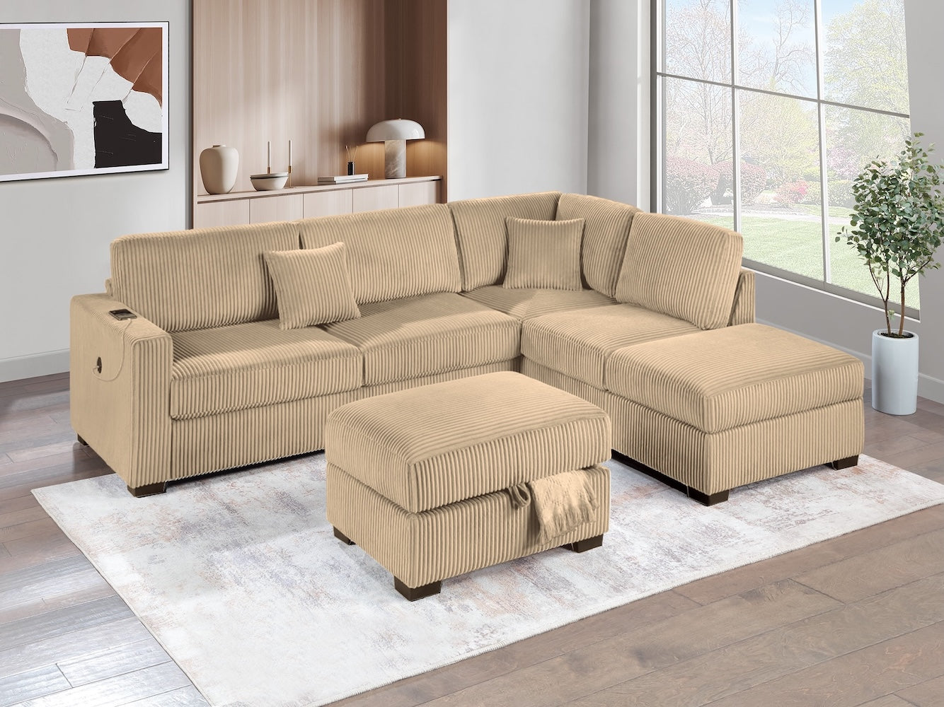 3-Piece Reversible Sectional Set W/ Ottoman