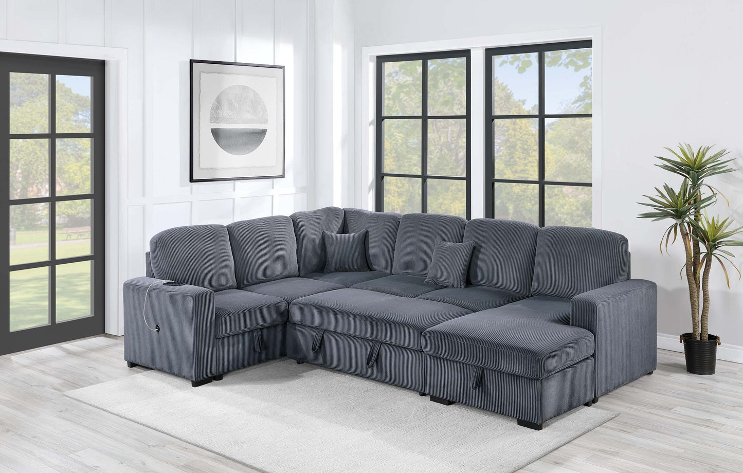 Sectional with Pull-Out Bed and Storage Chaise