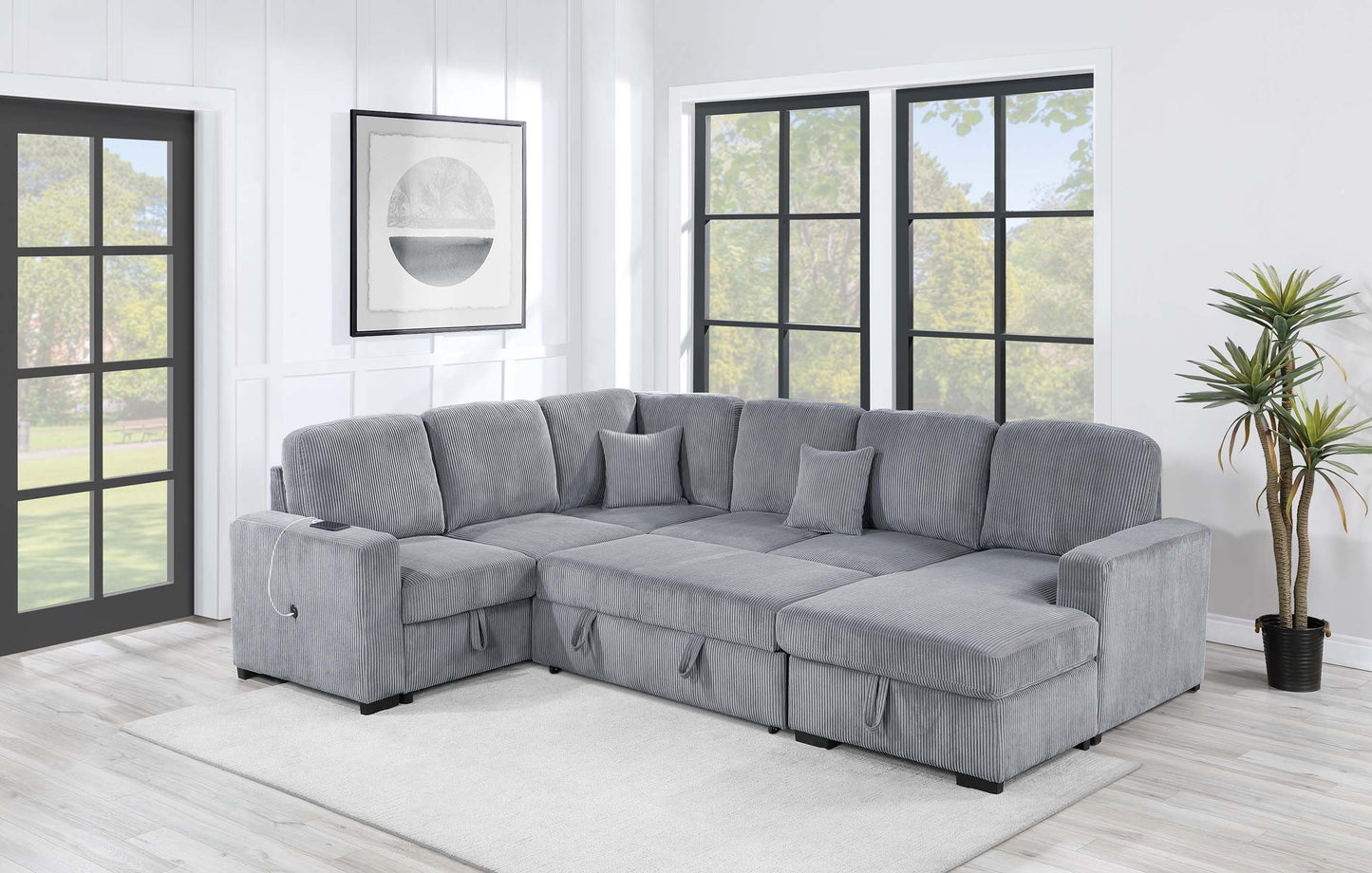 Sectional with Pull-Out Bed and Storage Chaise