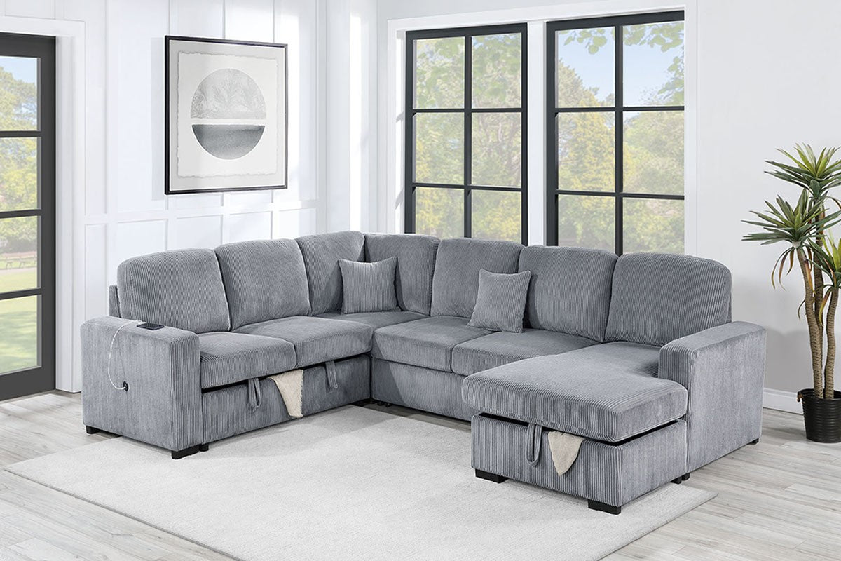 Sectional with Pull-Out Bed and Storage Chaise