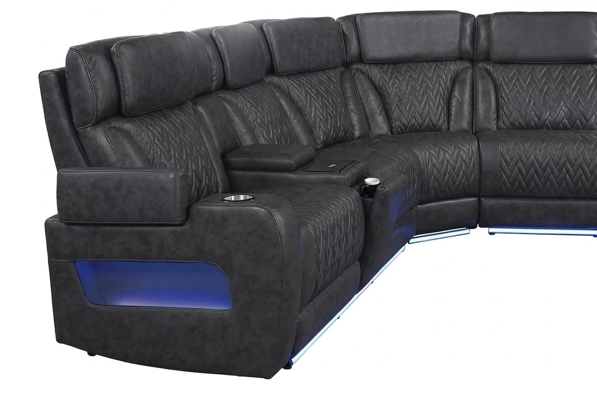 Power Motion Sectional Genuine Top Grain Leather
