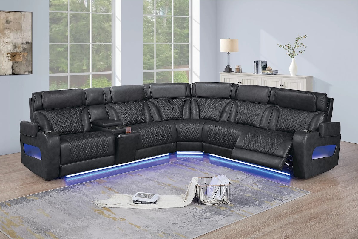 Power Motion Sectional Genuine Top Grain Leather