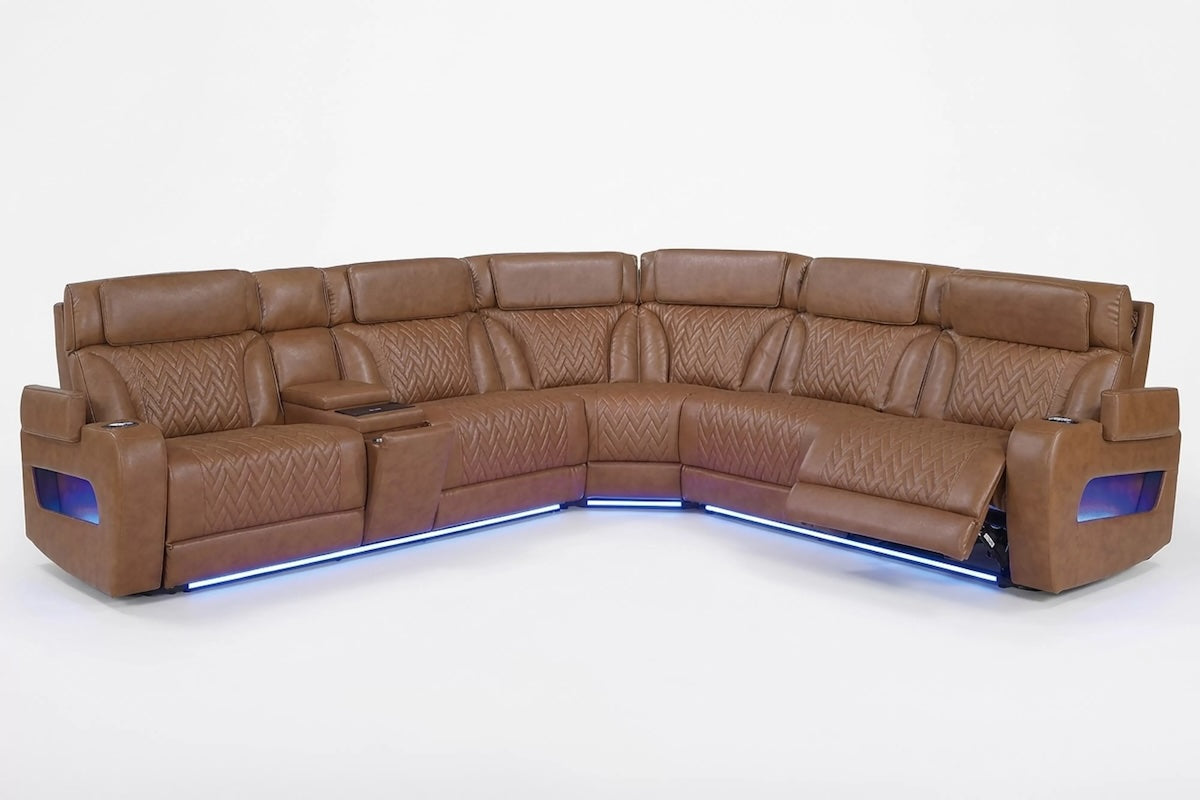 Power Motion Sectional Genuine Top Grain Leather