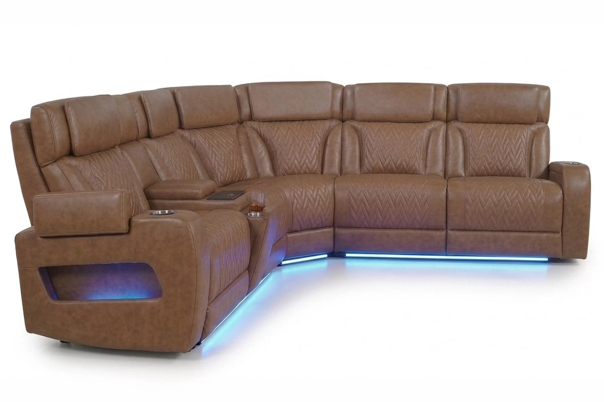 Power Motion Sectional Genuine Top Grain Leather