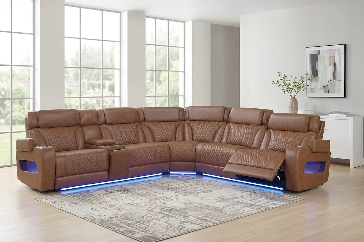 Power Motion Sectional Genuine Top Grain Leather