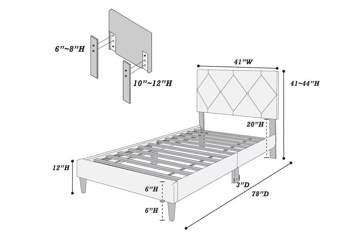 Full Bed Frame with Nightstand