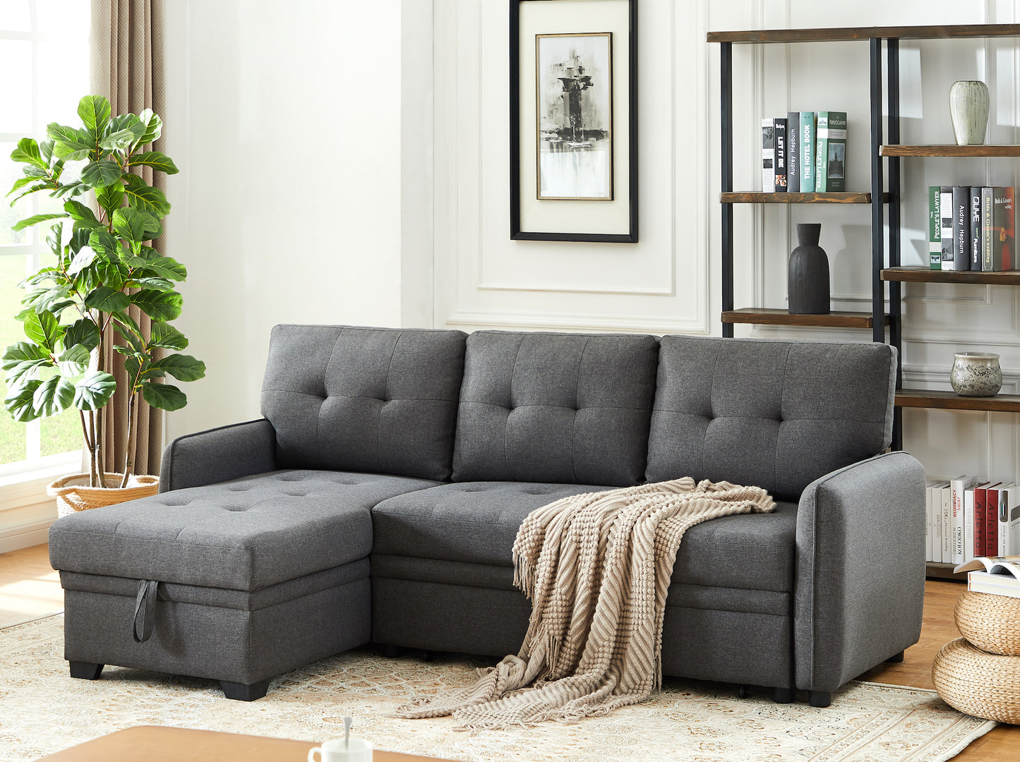 Sectional with Pull-Out Bed and Storage Chaise