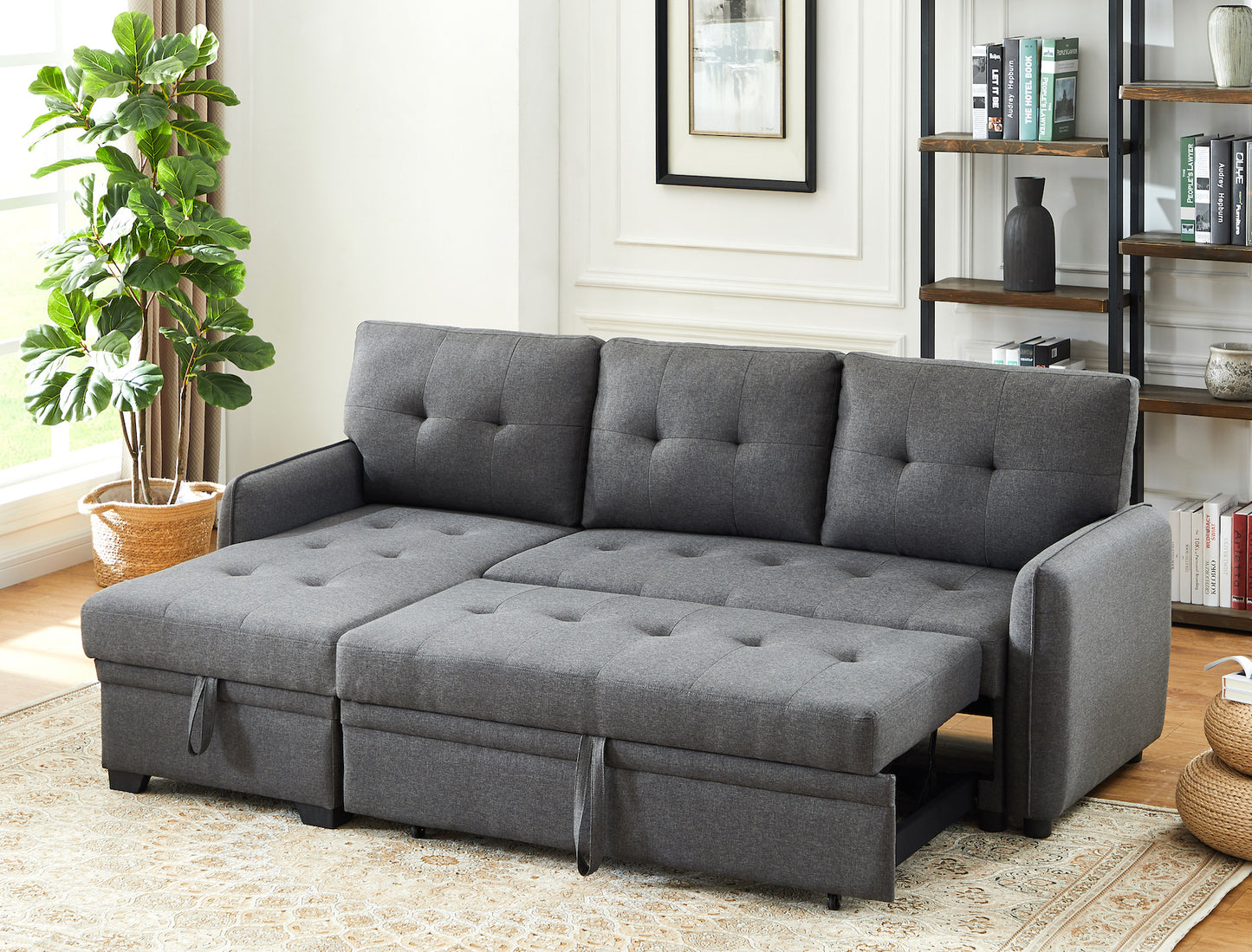 Sectional with Pull-Out Bed and Storage Chaise