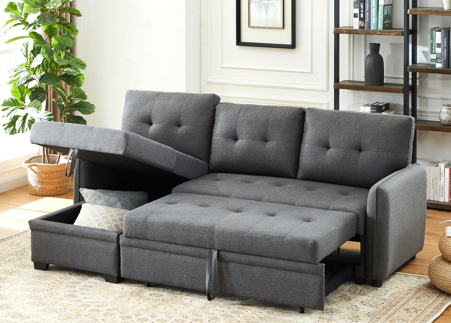 Sectional with Pull-Out Bed and Storage Chaise