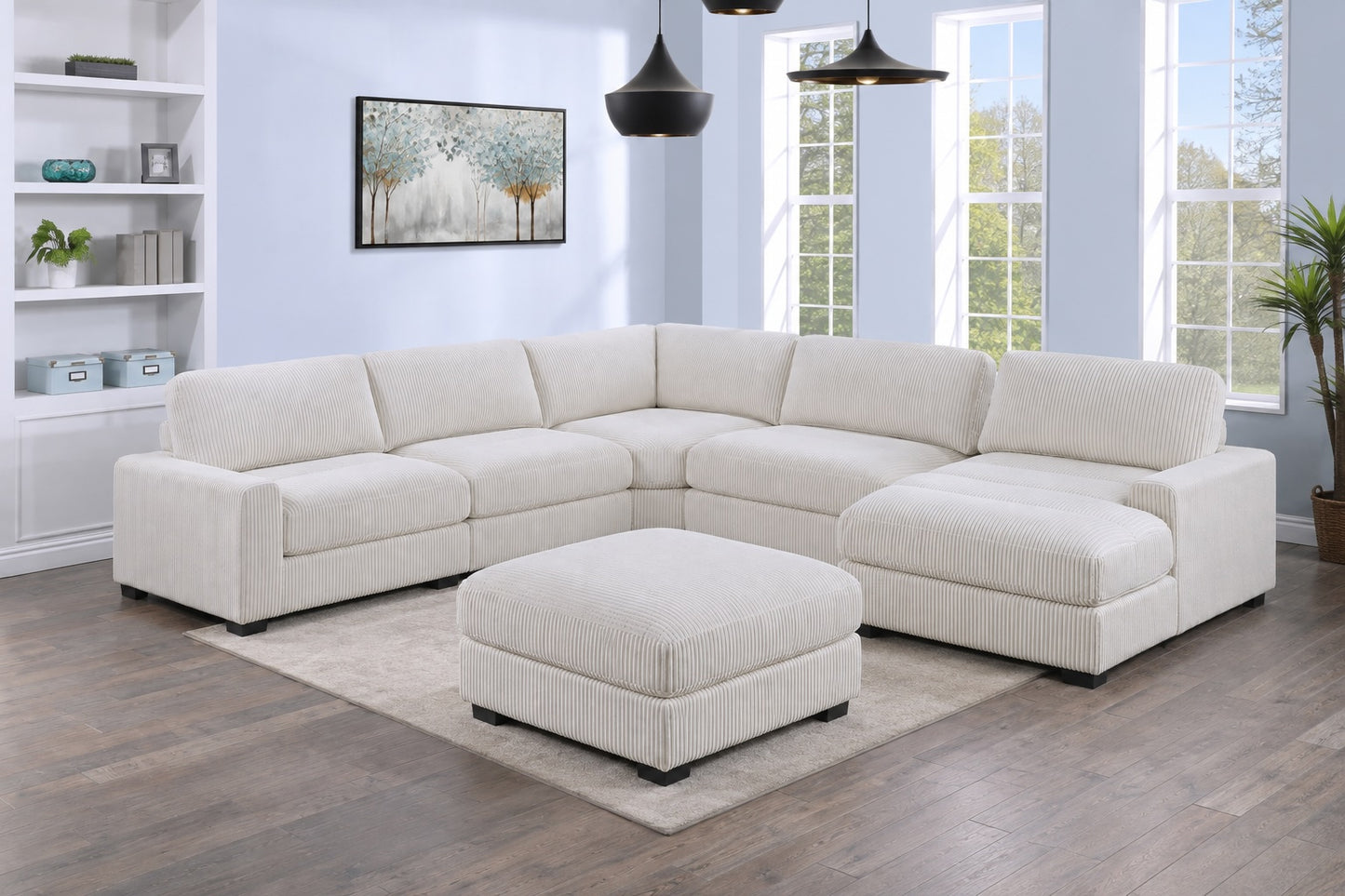 6-PC Modular Wide Welt Corduroy Sectional Set Ashley