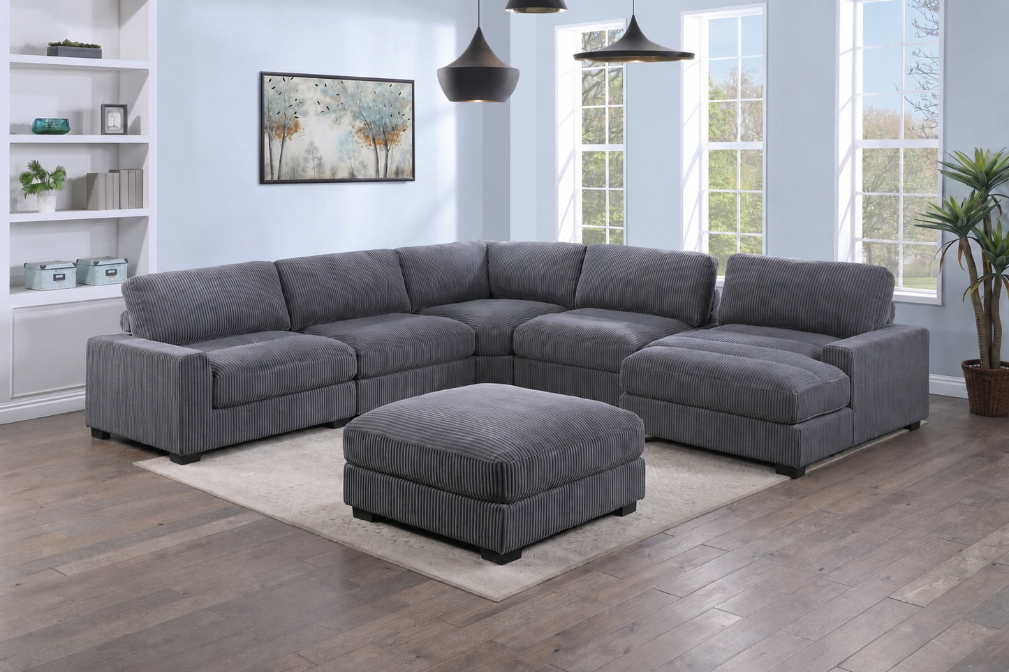6-PC Modular Wide Welt Corduroy Sectional Set Ashley