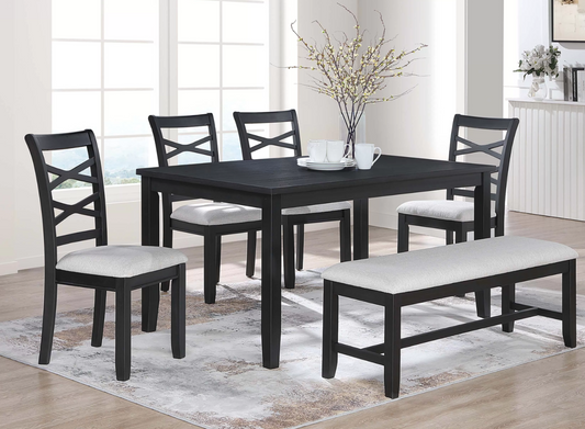 6 Piece Dining Set Black