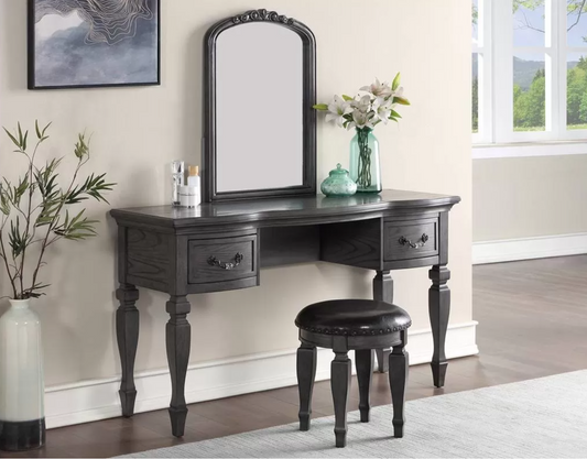 3-Piece Vanity Table Mirror Stool Set