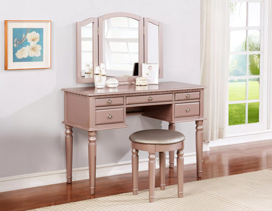 3-Piece Vanity Table Mirror Stool Set