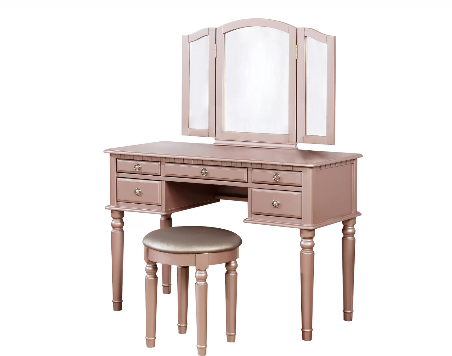 3-Piece Vanity Table Mirror Stool Set