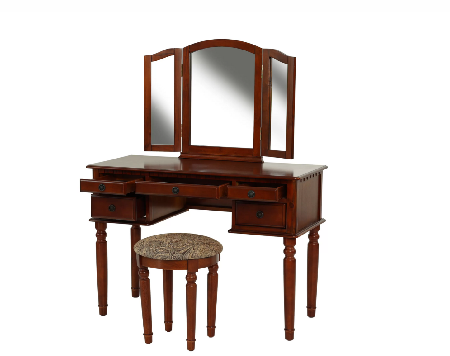 3-Piece Vanity Table Mirror Stool Set