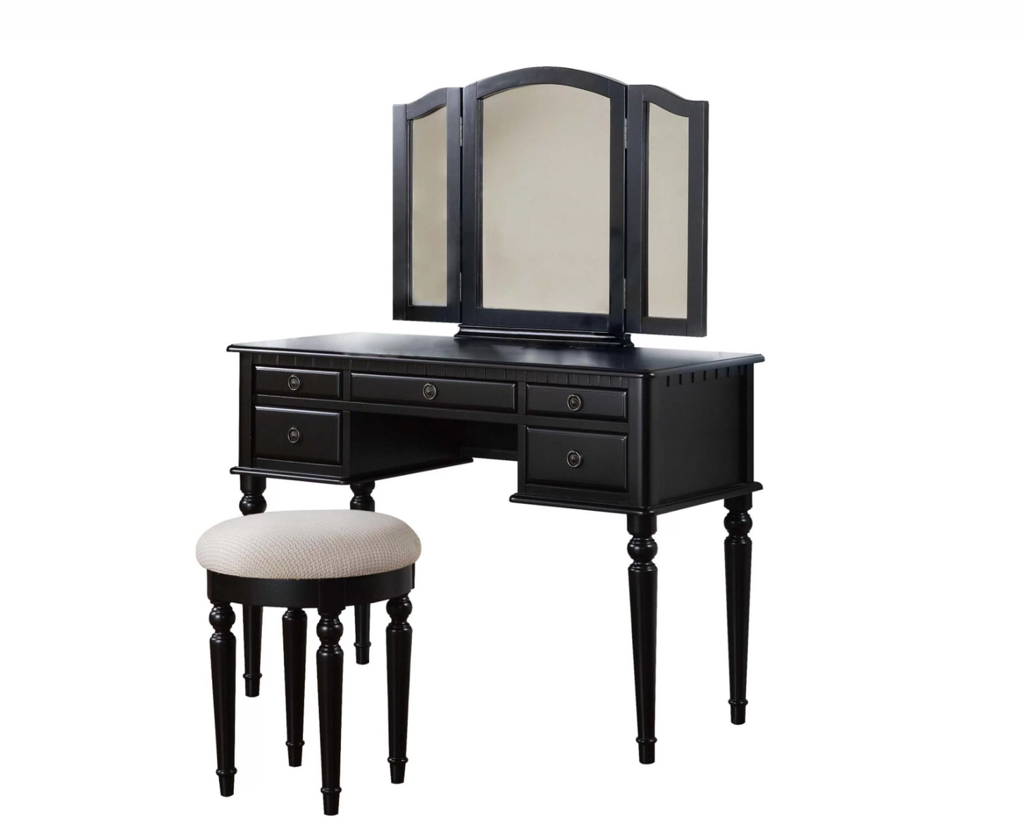 3-Piece Vanity Table Mirror Stool Set