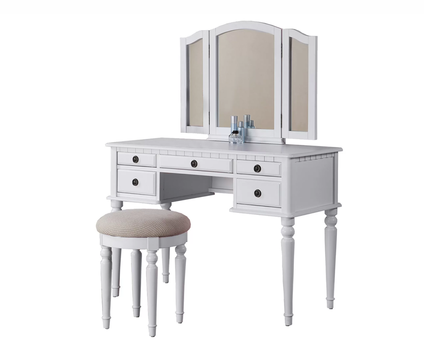 3-Piece Vanity Table Mirror Stool Set