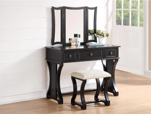 3-Piece Vanity Table Mirror Stool Set