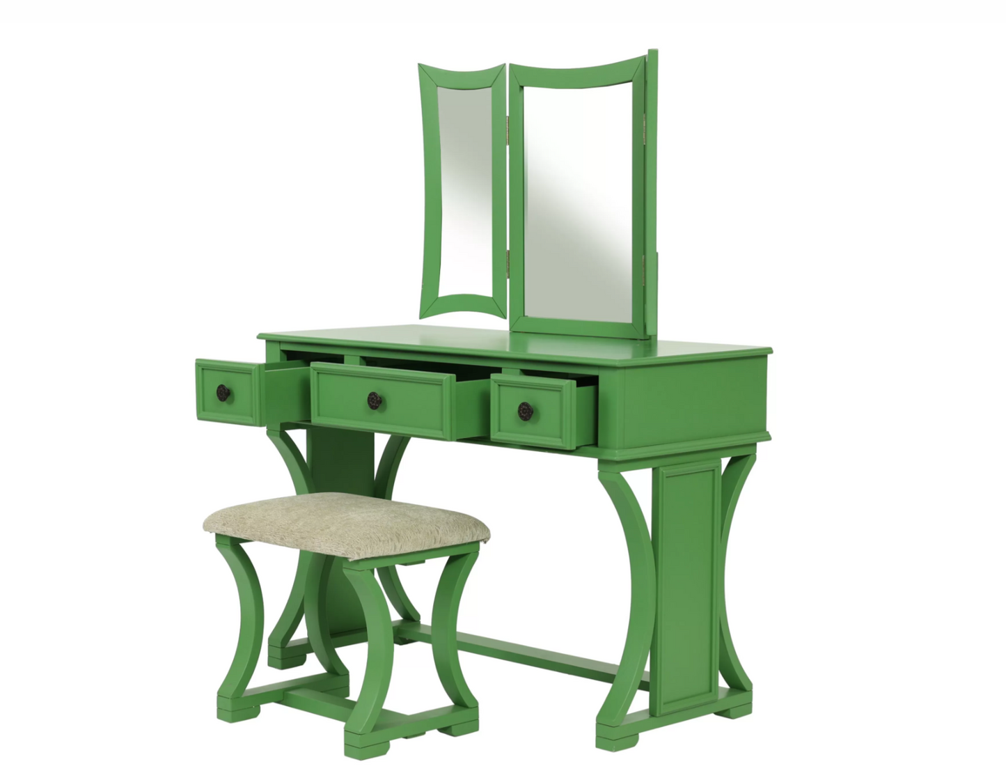 3-Piece Vanity Table Mirror Stool Set