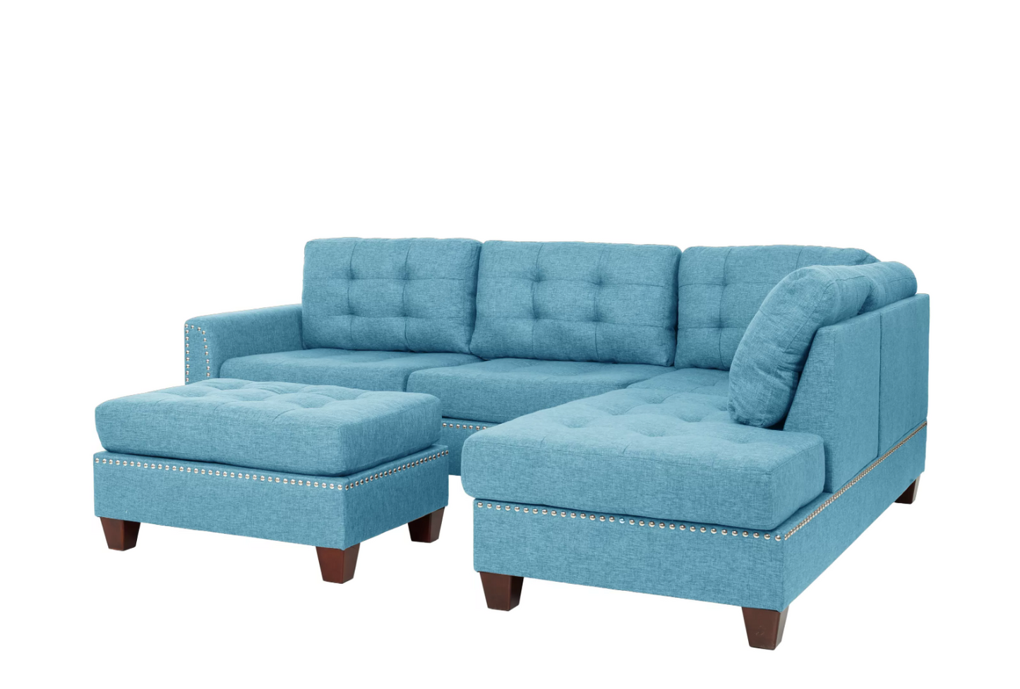 3-PC Reversible Sectional Sofa Set W/ Ottoman