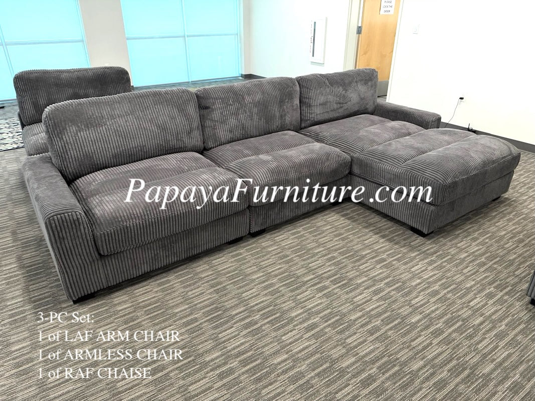 3-PC Corduroy Modular Sectional Ashley