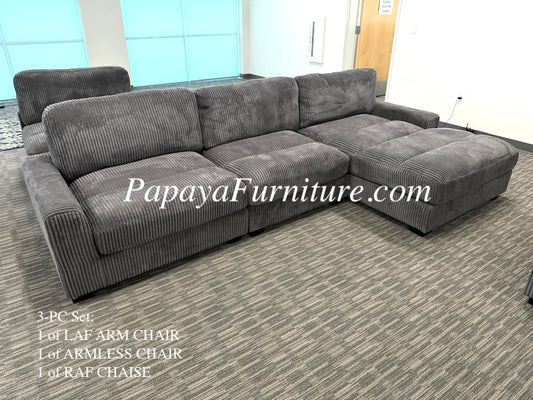 3-PC Corduroy Modular Sectional Ashley