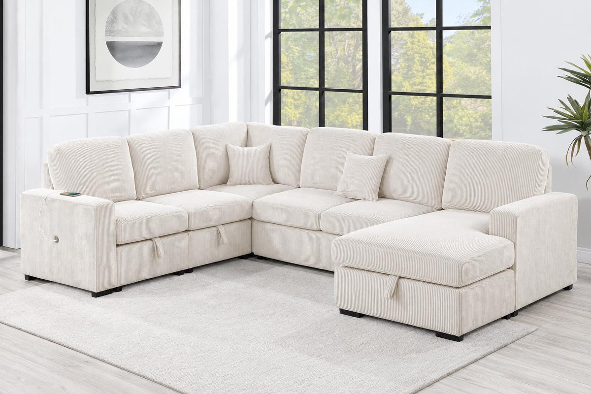 Sectional with Pull-Out Bed and Storage Chaise