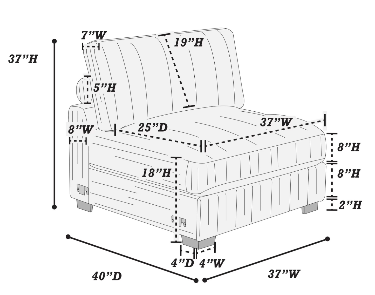 Modular Armless Chair Kelsey