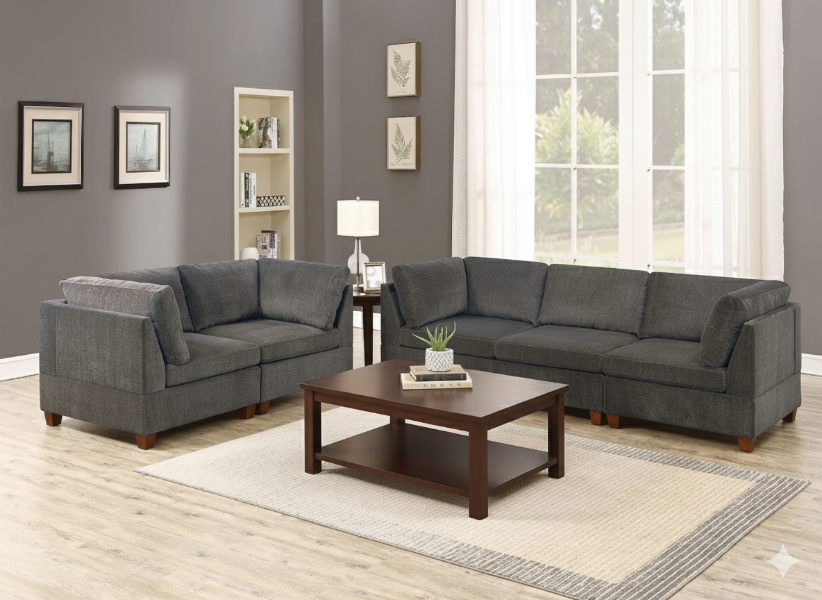5-PC Modular Chenille Sofa Loveseat Fellipe